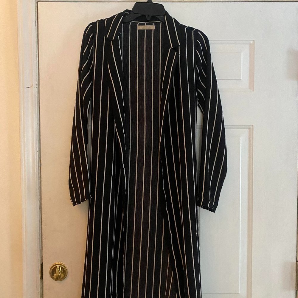 Black + White Striped Kimono Top